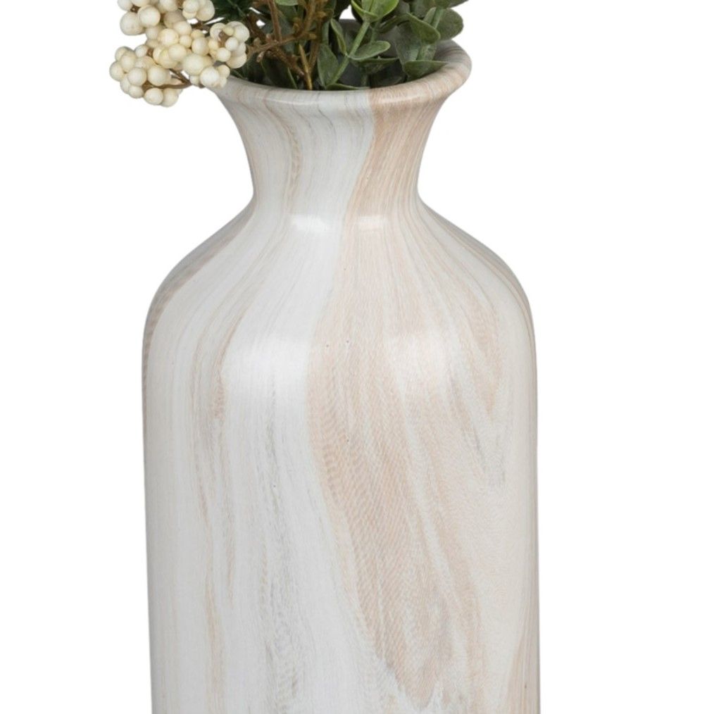 Deko Flaschenvase MARMOR rund Höhe 38,5cm creme braun Keramik von FORMANO