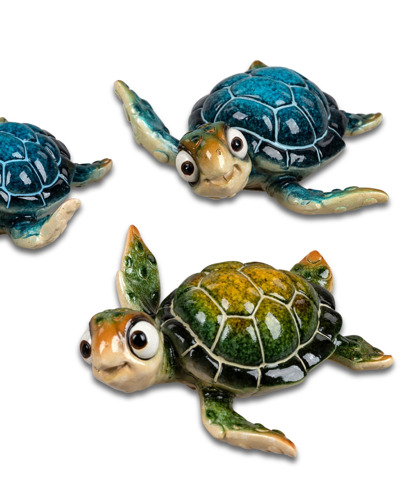 2er Set maritime Dekofiguren Schildkröten Harry 13cm blau + grün von FORMANO