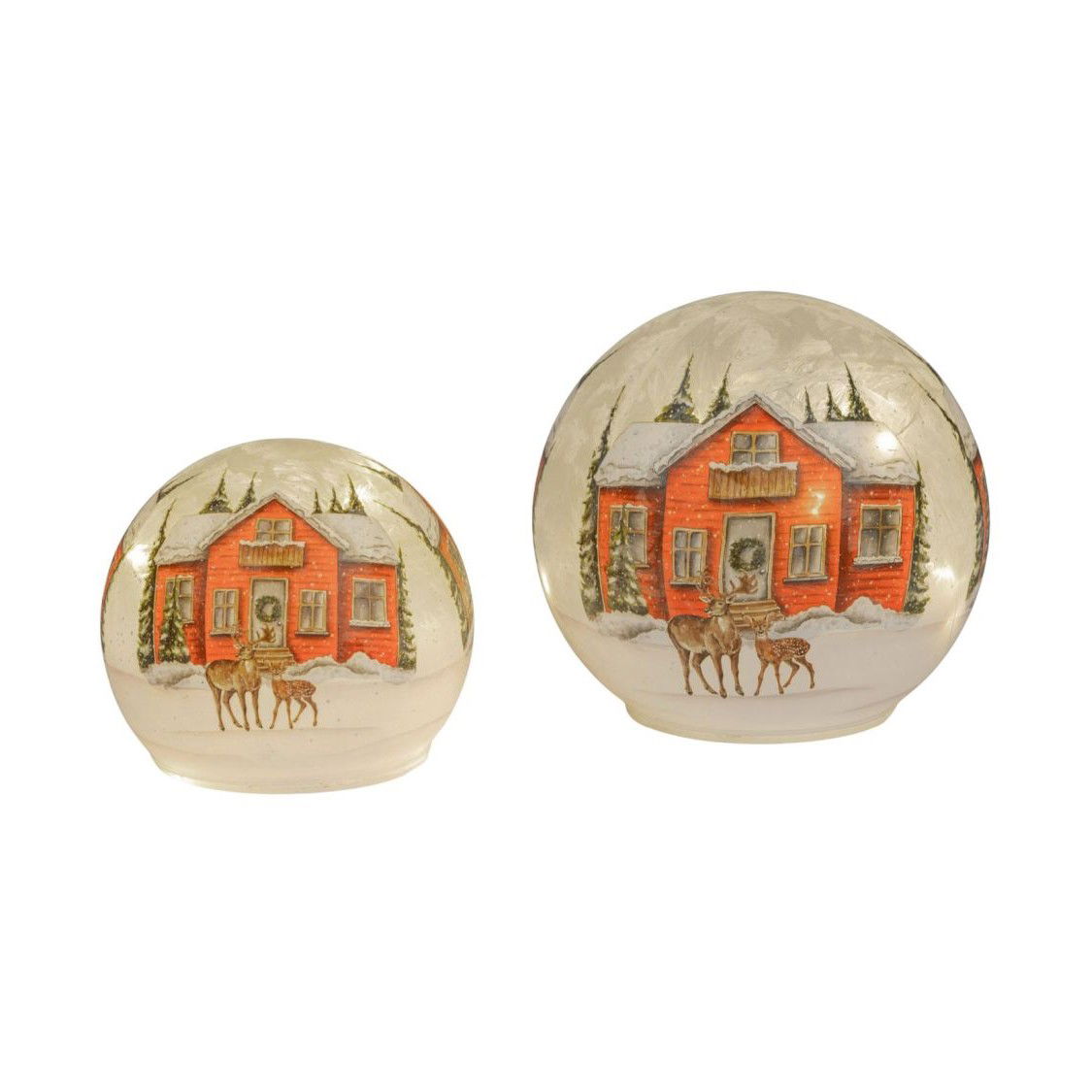 2er Set LED Kugellampen WEIHNACHTSZEIT auf weißem Hintergrund