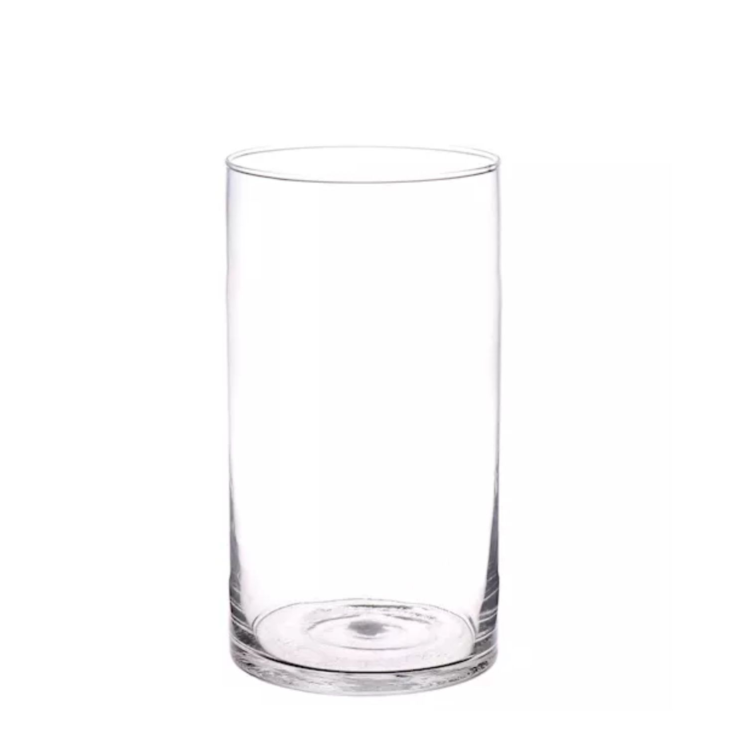 Ein transparenter, zylindrischer Glasbehälter ohne Inhalt.