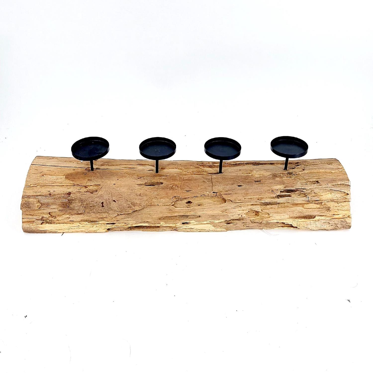 Adventsleuchter Kerzenhalter Teak für 4 Kerzen L. 70cm, von DZ FLORISTIK