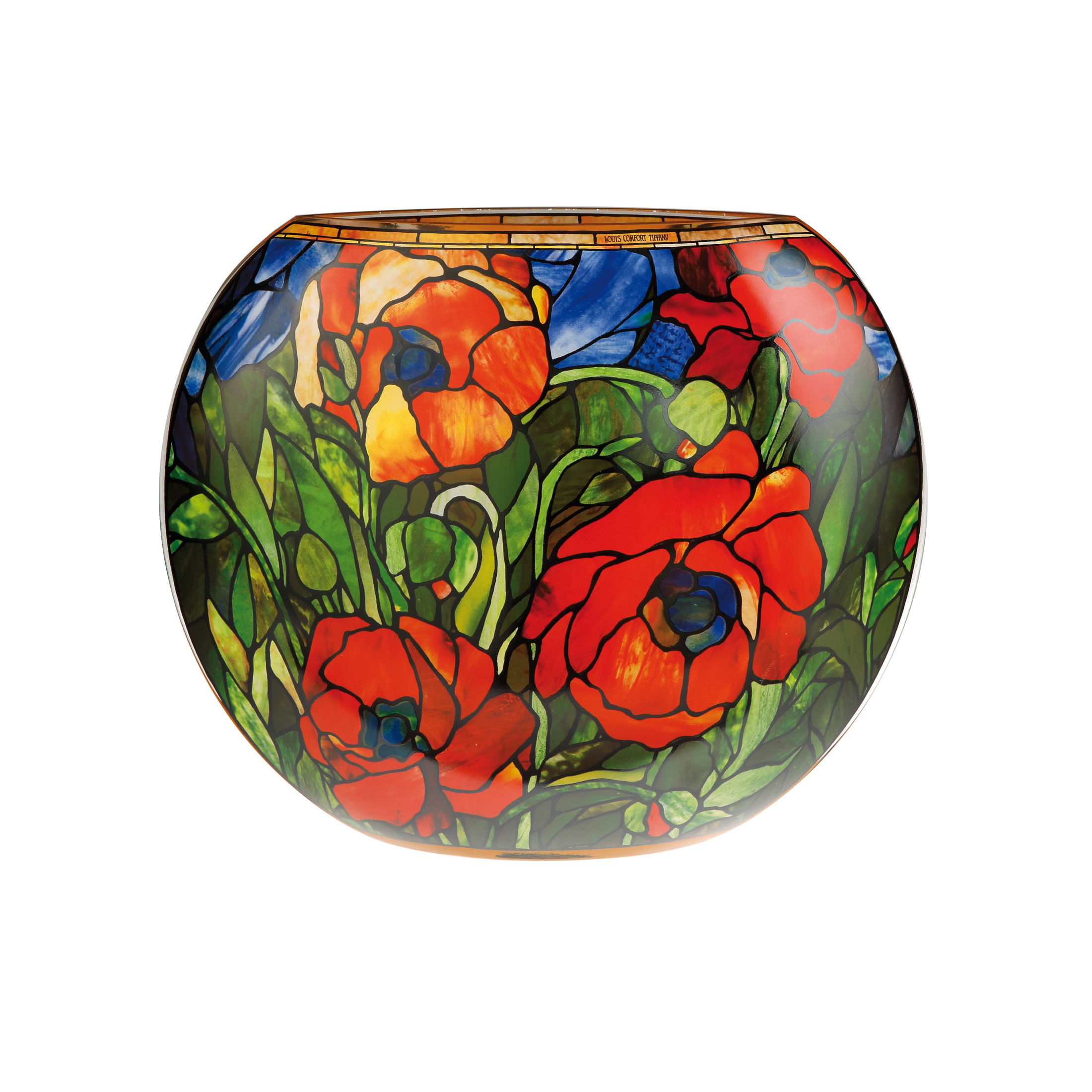 Louis Comfort Tiffany Glasvase ORIENTAL POPPY Mohnblumen Höhe 30cm von GOEBEL