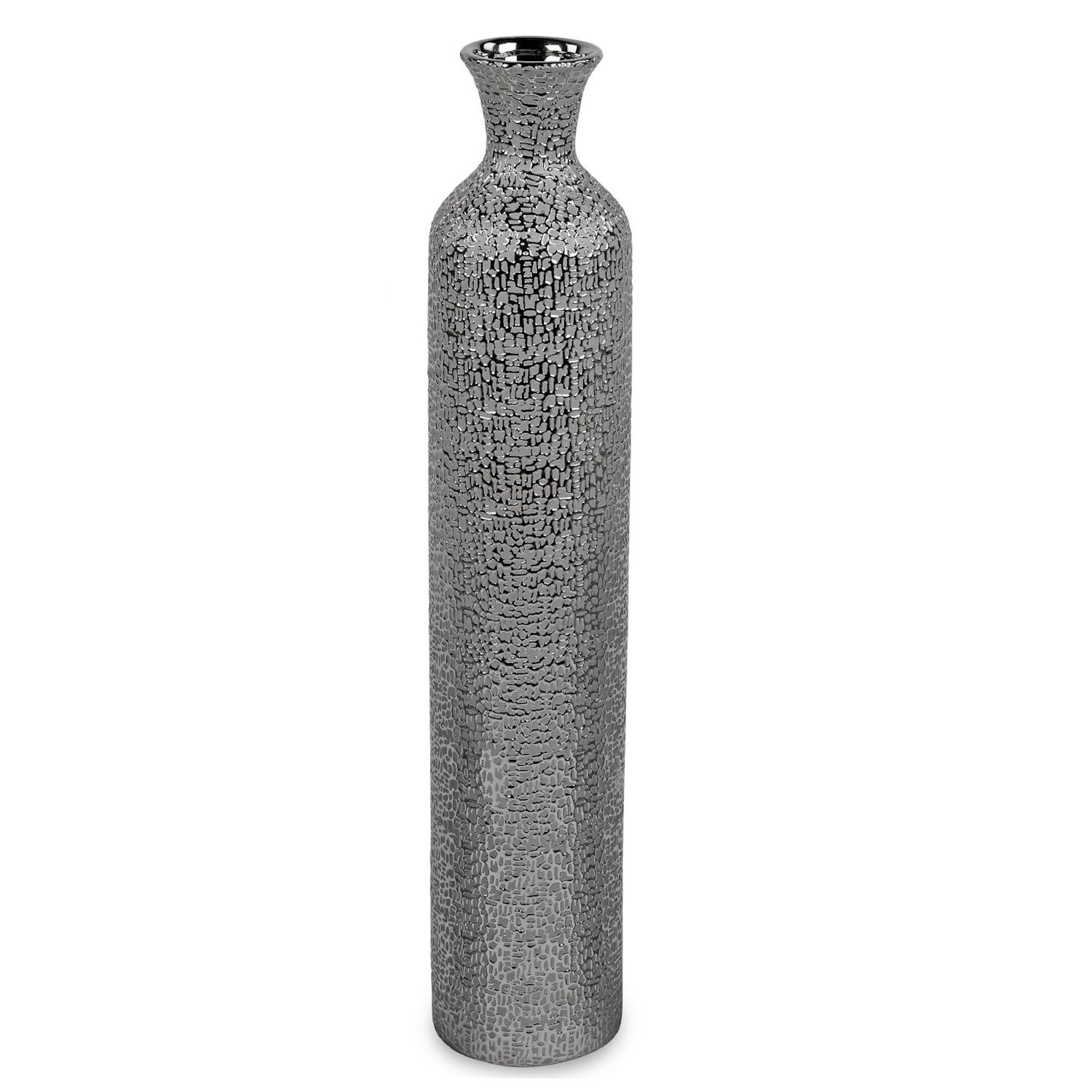Bodenvase, Flaschenvase HELSINKI Höhe 72cm silber grau Keramik  von FORMANO